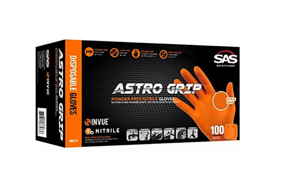 SAS Astro Grip PowderFree Disposable High Visibility Orange Nitrile