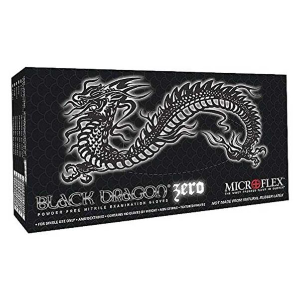 Microflex Black Dragon Zero Black Nitrile Powder Free Disposable Gloves