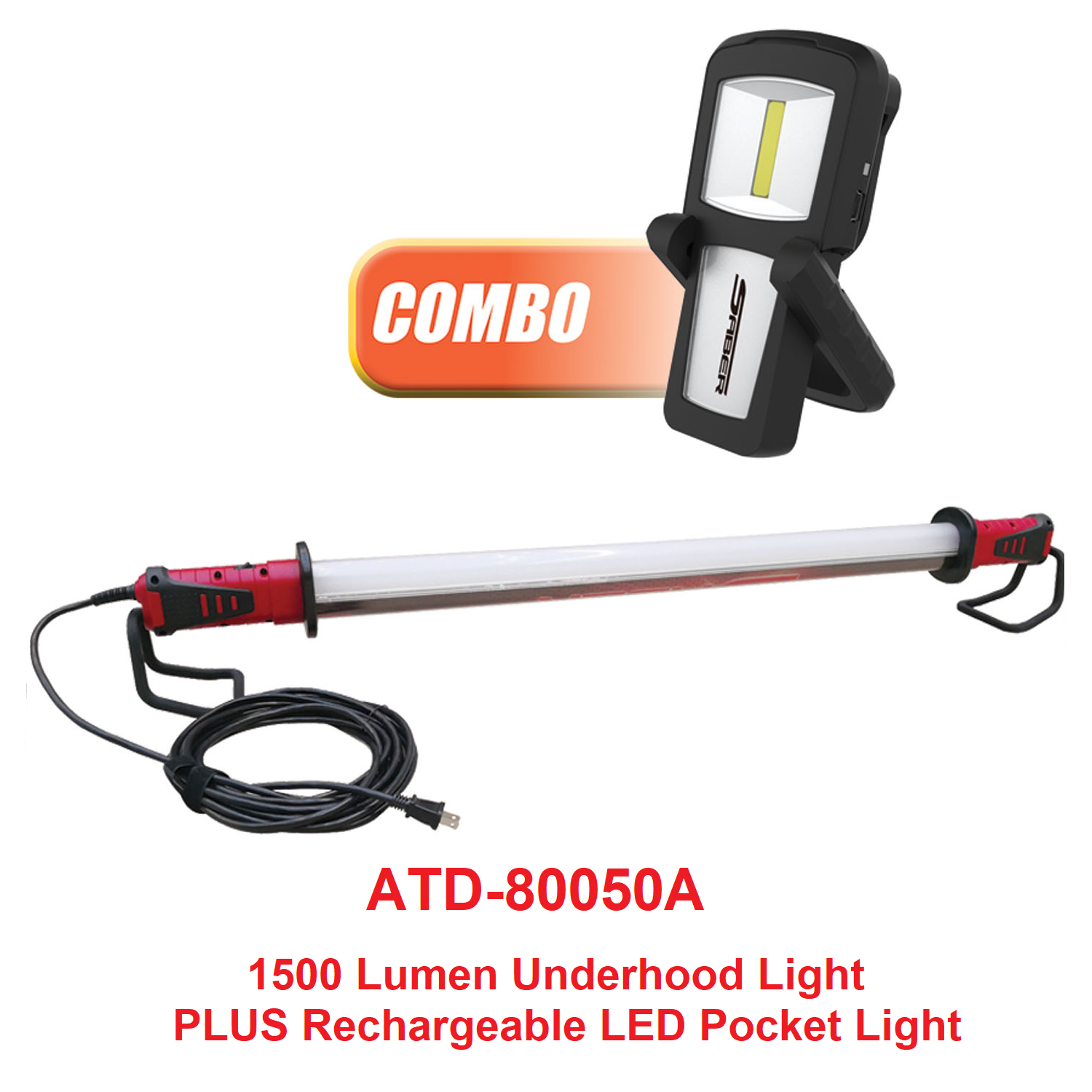 ATD Tools 80050A 1500L LED Underhood Light WITH Rechargeable Pocket Light 