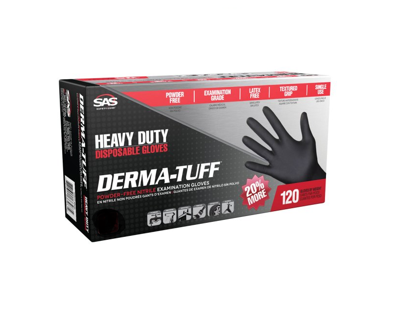 SAS Safety 6608-20 Derma-Lite Powder Free Disposable Nitrile Gloves-Large-Case 