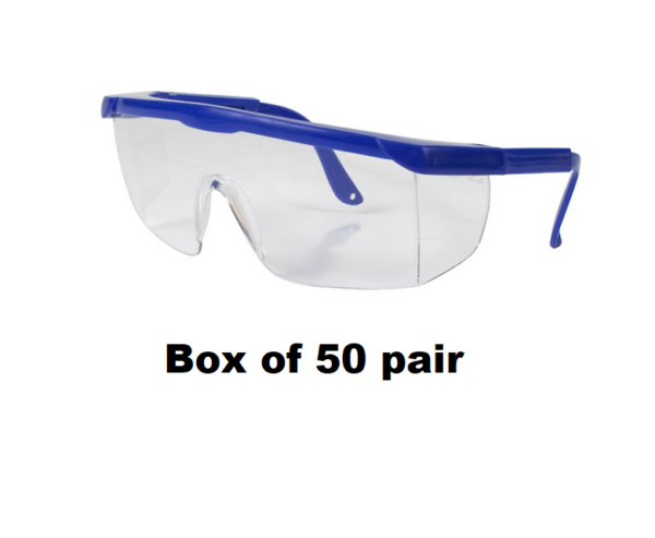 Safety Glasses - Blue, (box of 50 pairs)