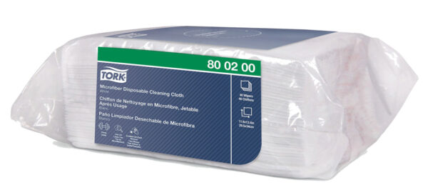 Tork Microfiber Disposable Cleaning Cloth White, low lint, disposable (pack of 40)