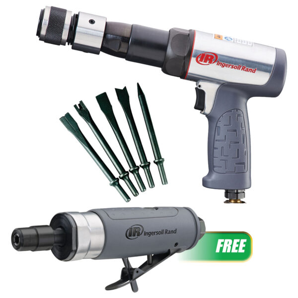 Ingersoll Rand AIR HAMMER LONG BARREL .401 SHANK KIT w/ FREE DIE GRINDER 1/4IN AIR .33hp
