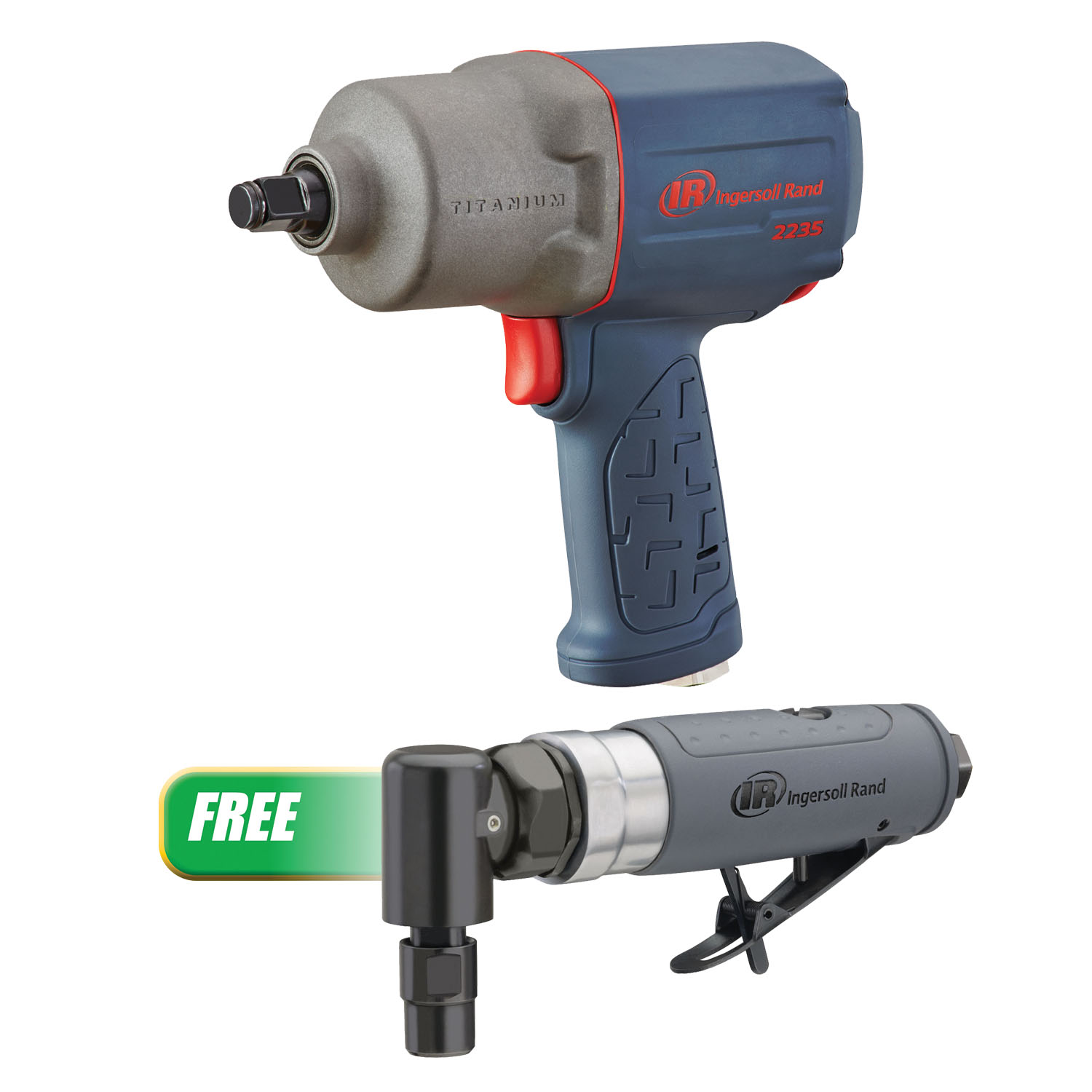 Ingersoll Rand IMPACT WRENCH 1/2DR AIR TITANIUM 900FT LBS w Free DIE GRINDER 1/4IN AIR ANGLE