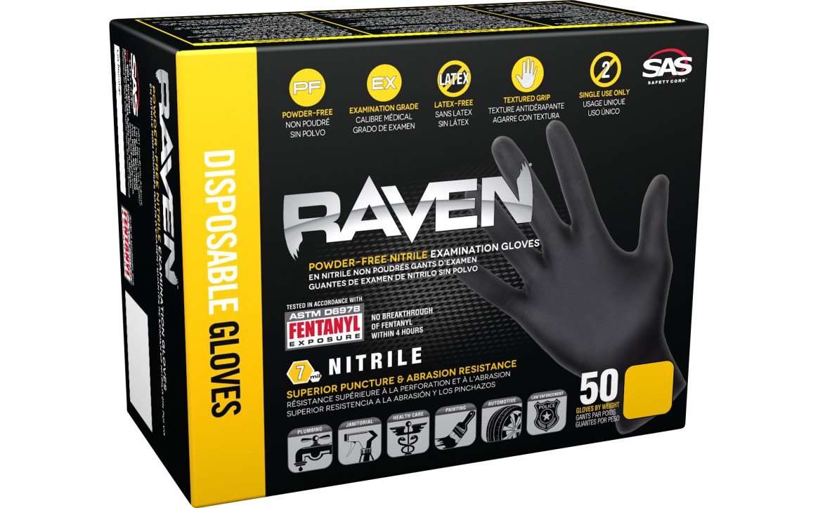 Raven Powder-Free Nitrile Exam Grade Disposable Gloves - 7 Mil - 50PK ...